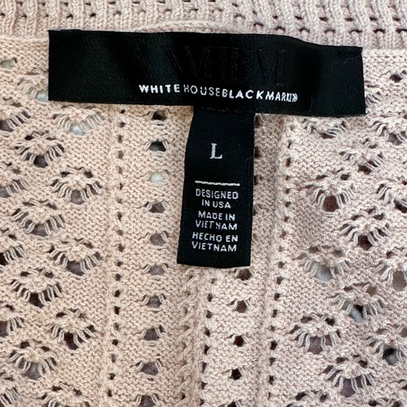 White House Black Market Blush Pointelle V-Neck Knit Sweater Women's Large - Picture 3 of 16